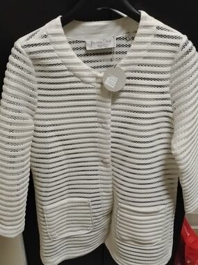 Patrizia Luca Cream Open-Weave Button Front Jacket
